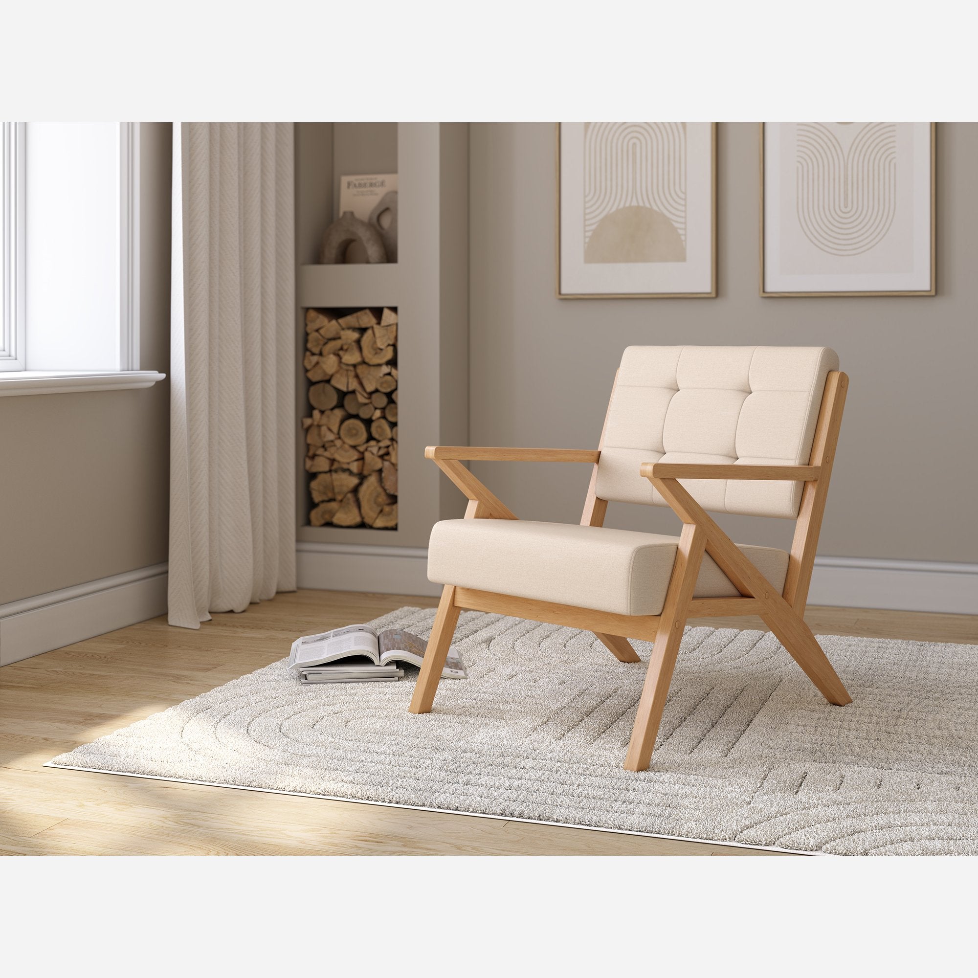 SAKUR – BUTACA FIJA MADERA CON TAPIZADO