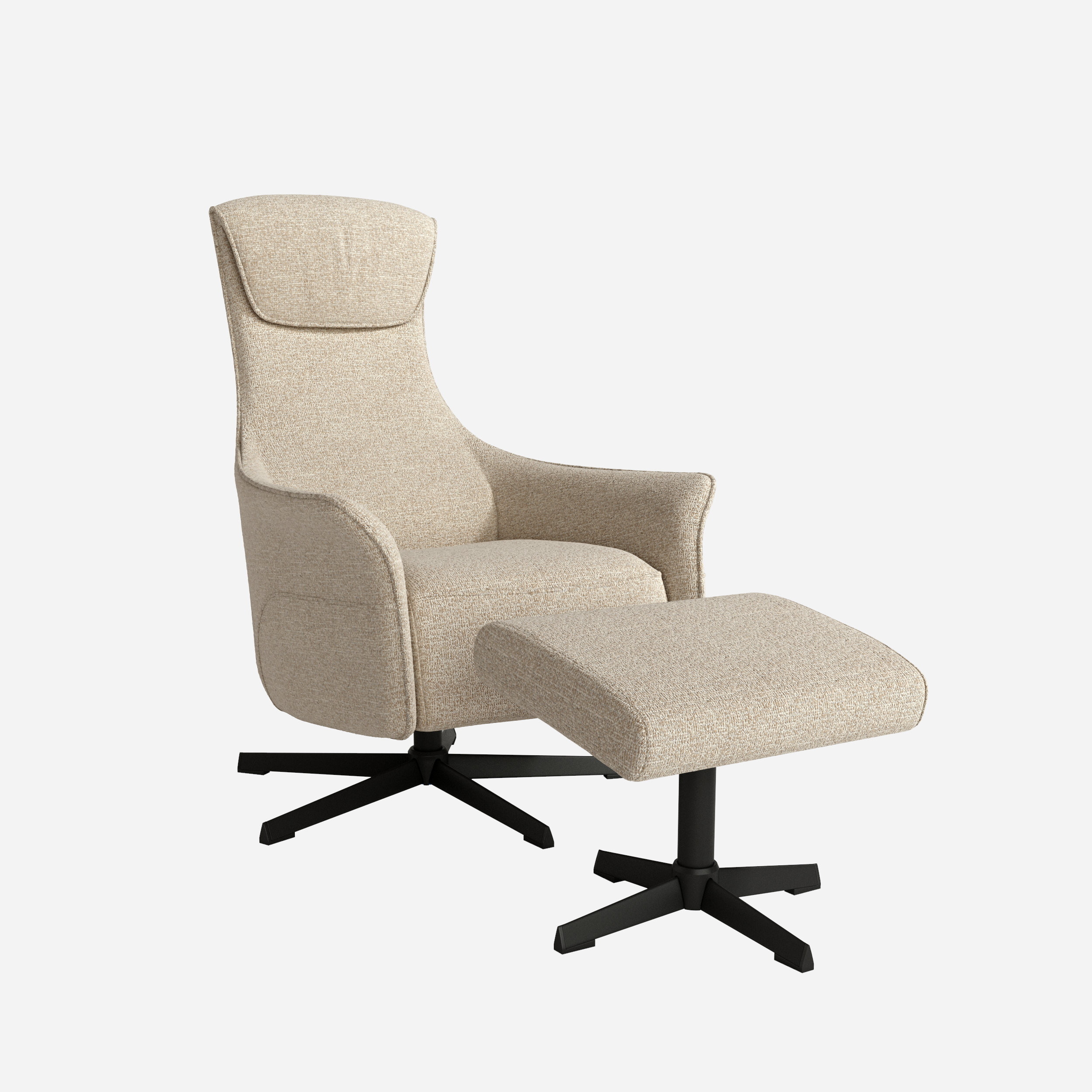KIARO – BUTACA GIRATORIA RELAX MANUAL CON OTTOMAN