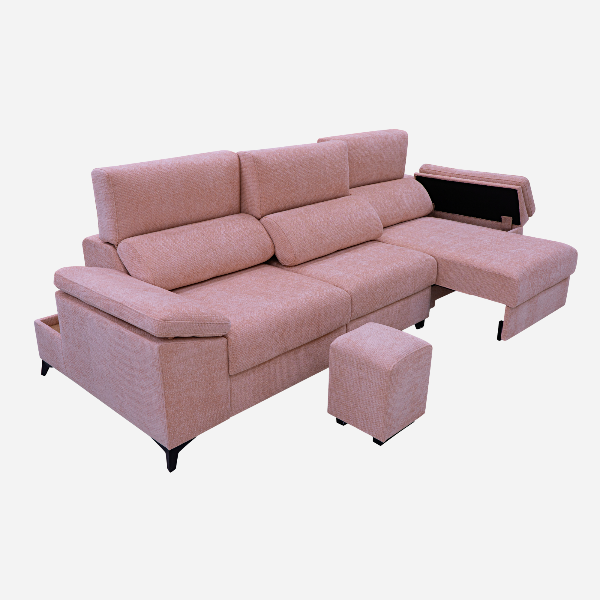 TERRA — Chaisselongue con arcón, deslizante, respaldo deslizante y cabezales reclinables