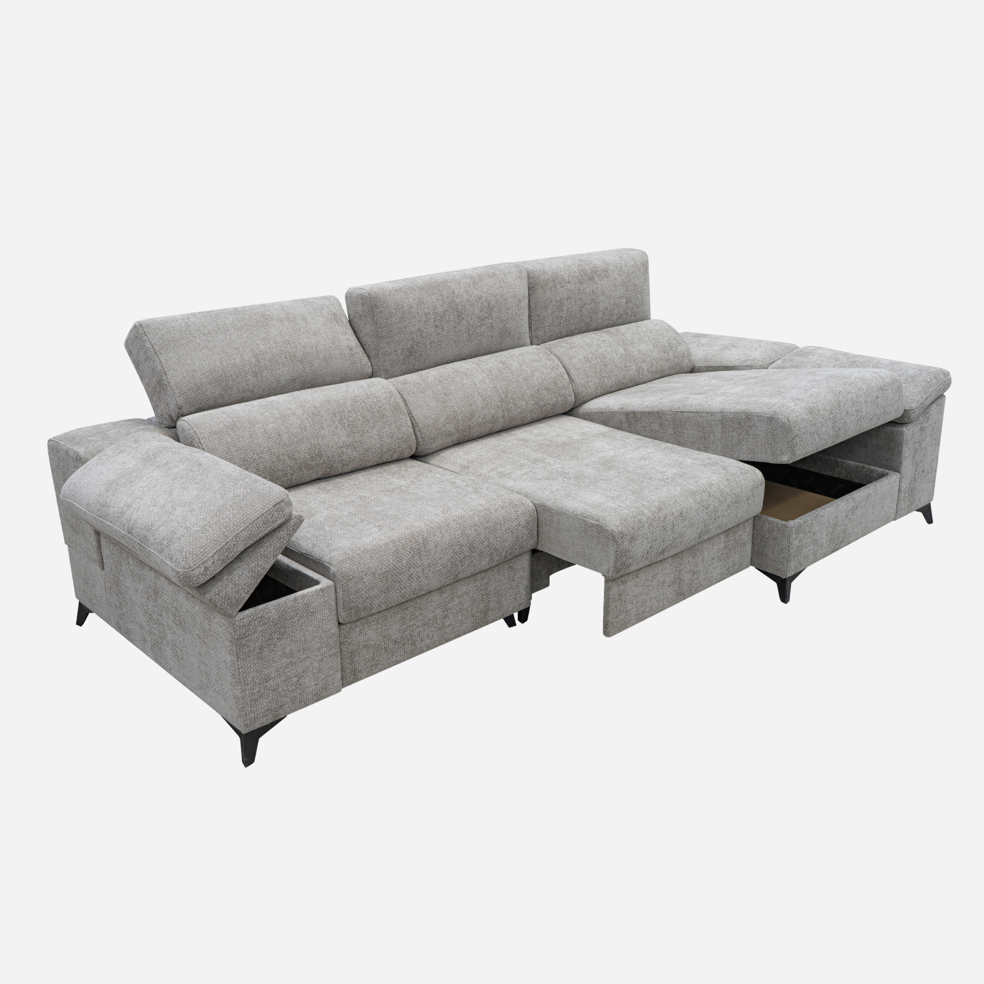 TERRA — Chaisselongue con arcón, deslizante, respaldo deslizante y cabezales reclinables